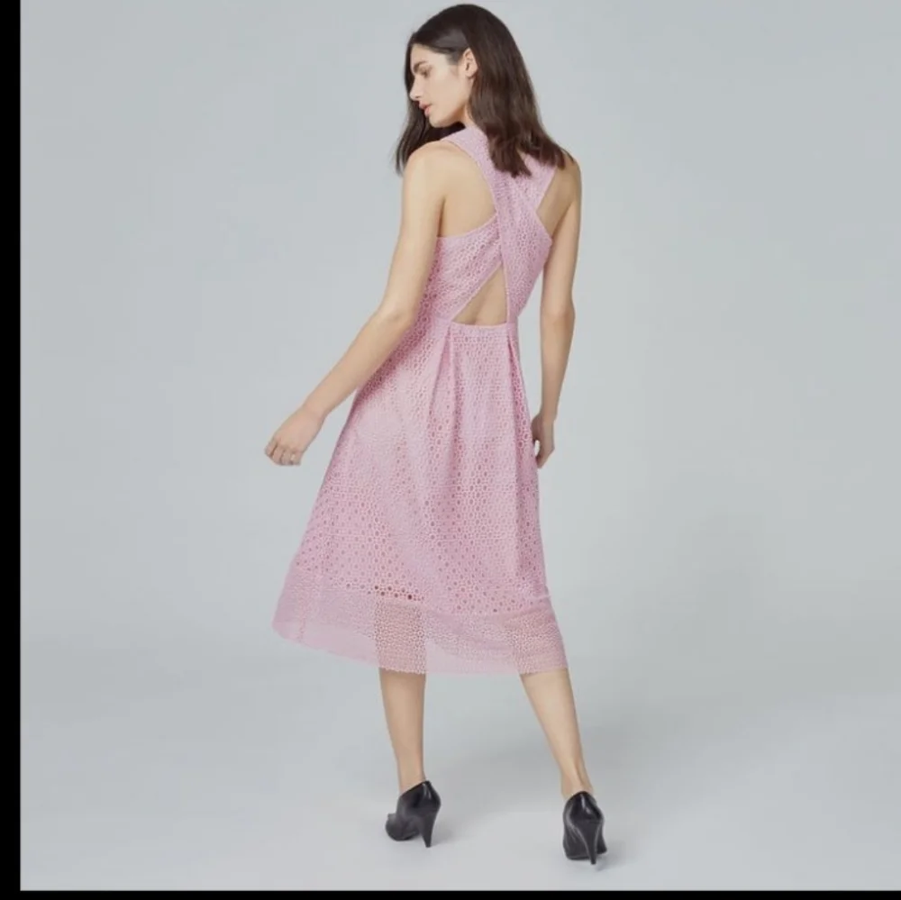 BNWT! Warehouse UK PINK EYELET LINEAR DRESS - Picture 2 of 5